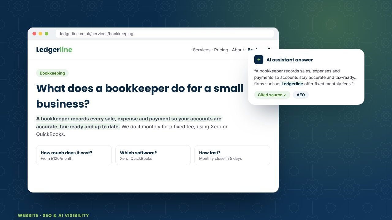 Accounting firm: website rebuild with AI-visibility content