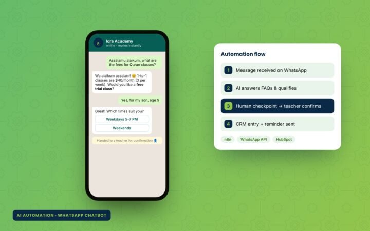Quran academy: WhatsApp chatbot and enrolment automation